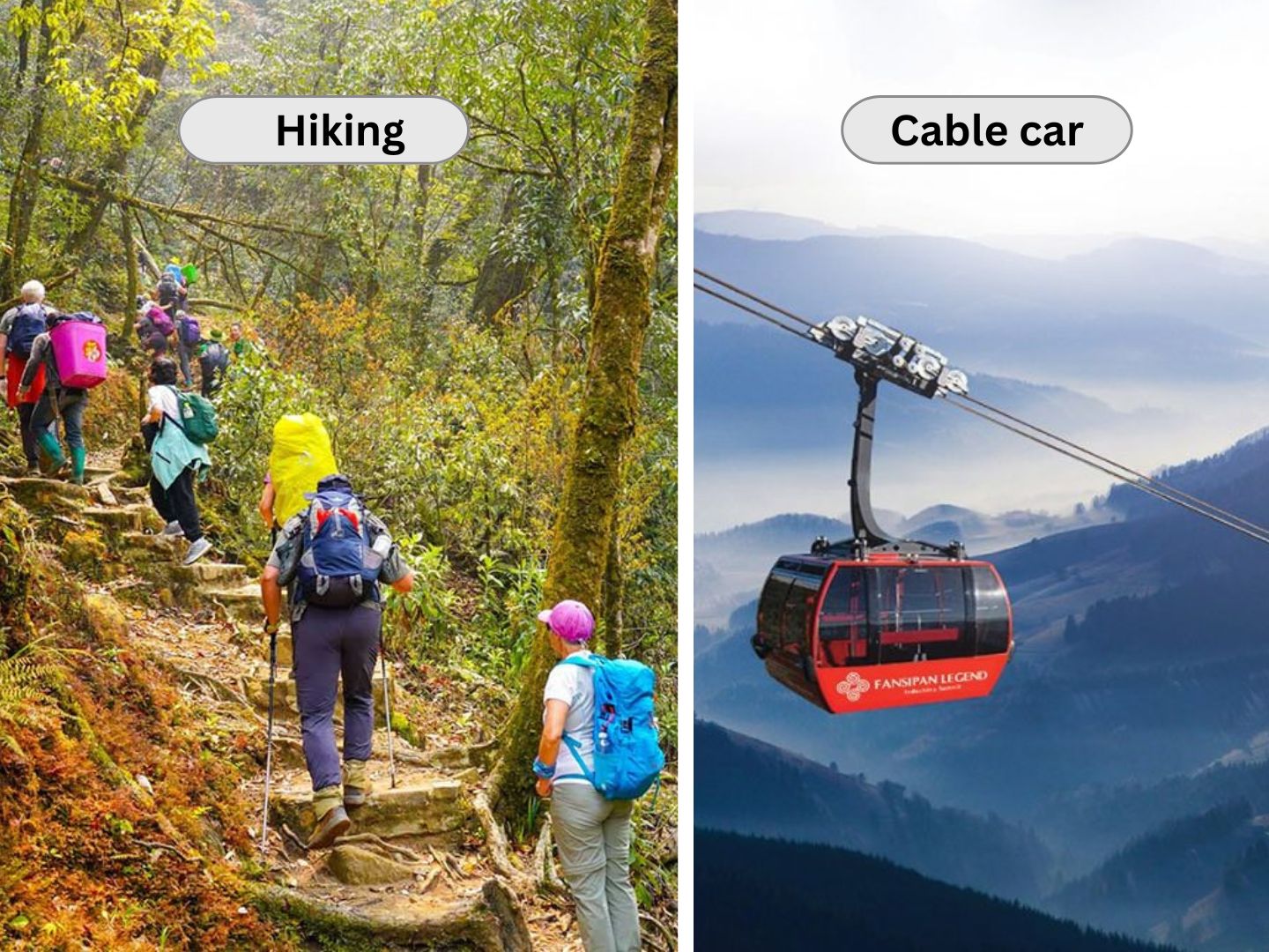 Breathtaking views hiking or cable car to Fansipan