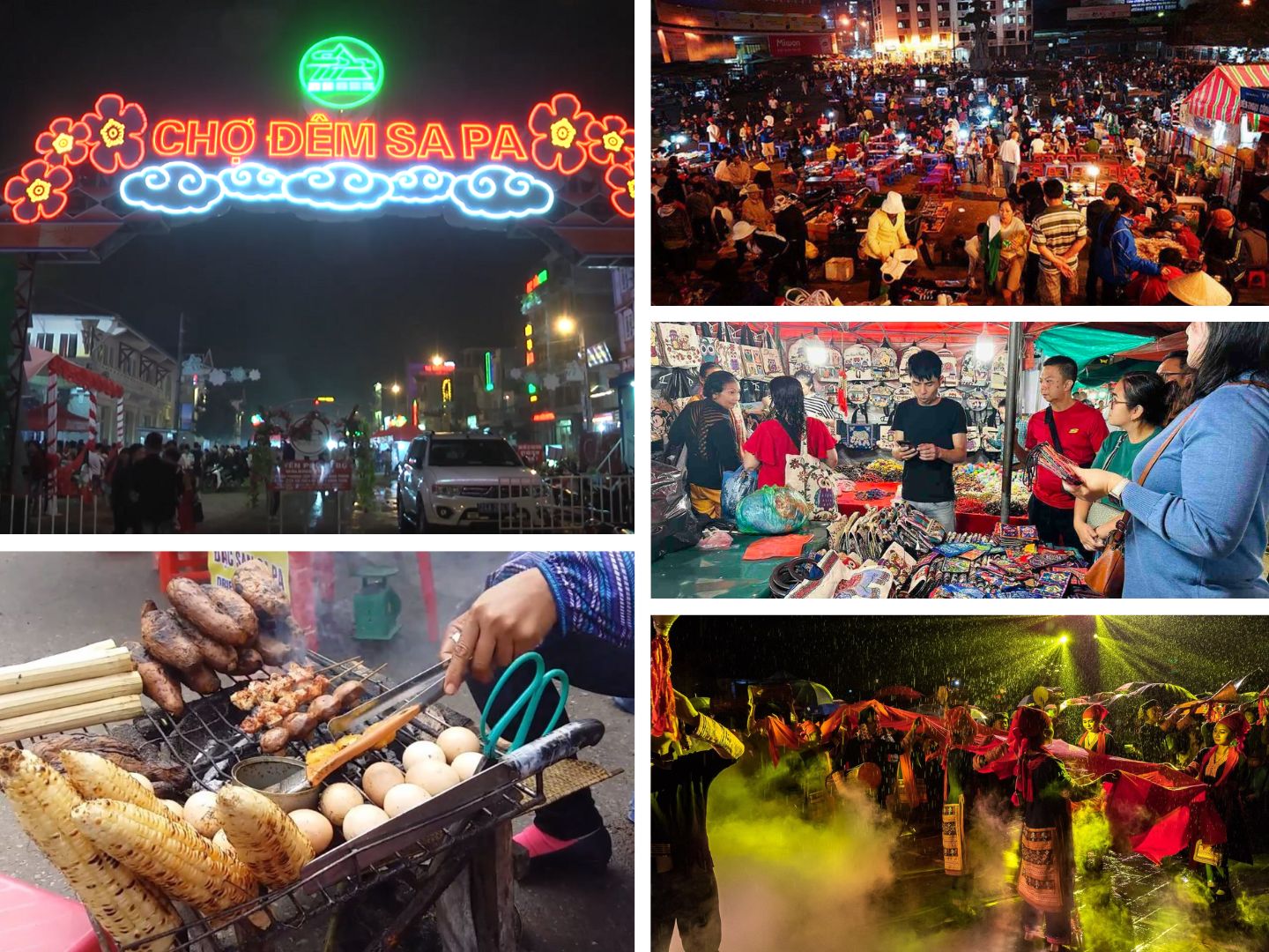 Night Market Sapa filled with colorful stalls
