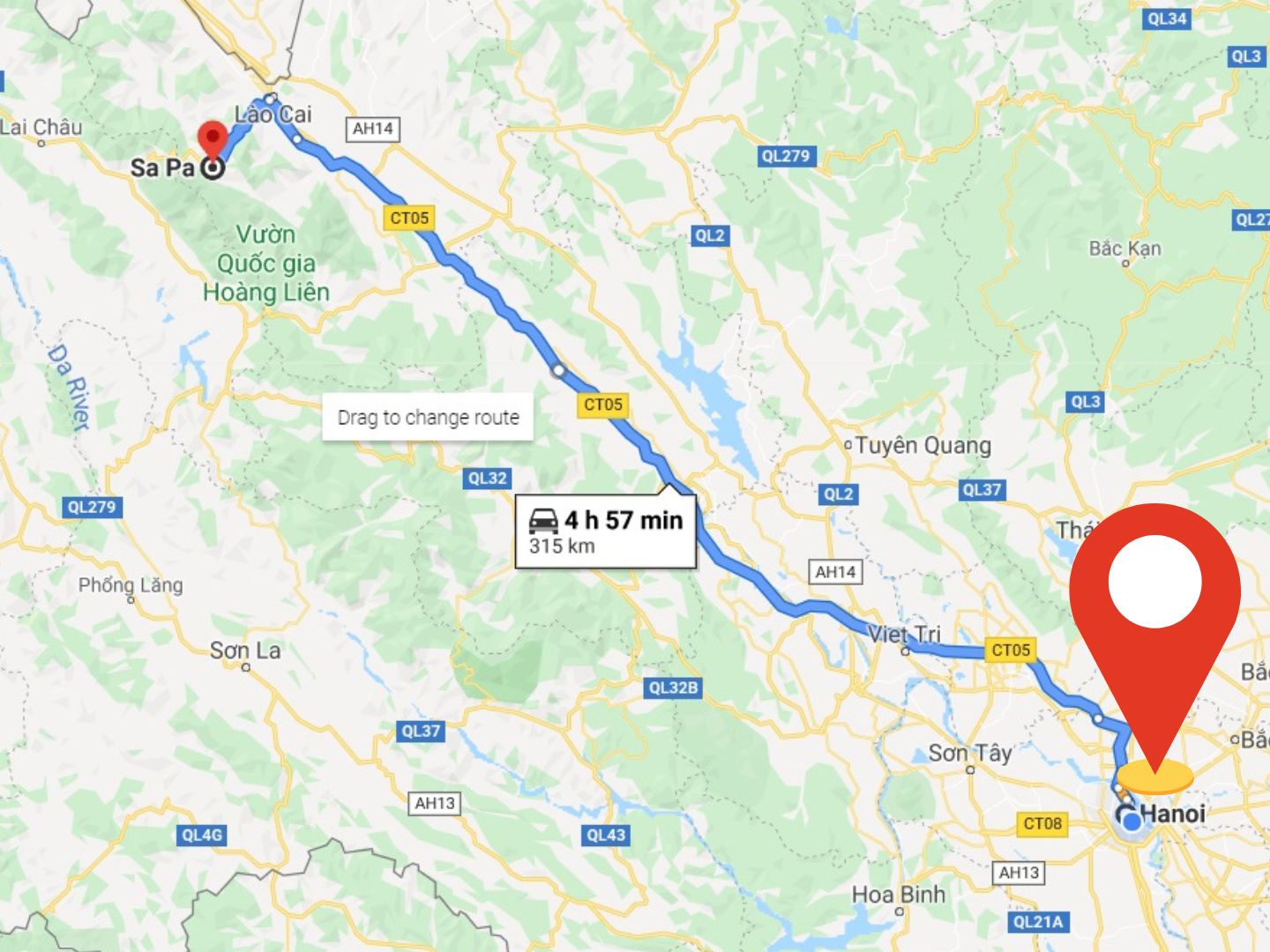 distance from sapa to hanoi feature | Sapa Nomad